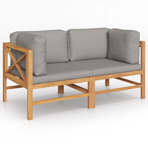 Garden Bench Dark grey cushions and natural teak wood Teak hardwood - vidaXL