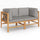 Garden Bench Dark grey cushions and natural teak wood Teak hardwood - vidaXL