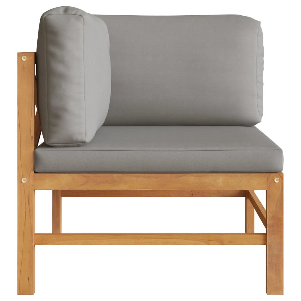 Garden Bench Dark grey cushions and natural teak wood Teak hardwood - vidaXL