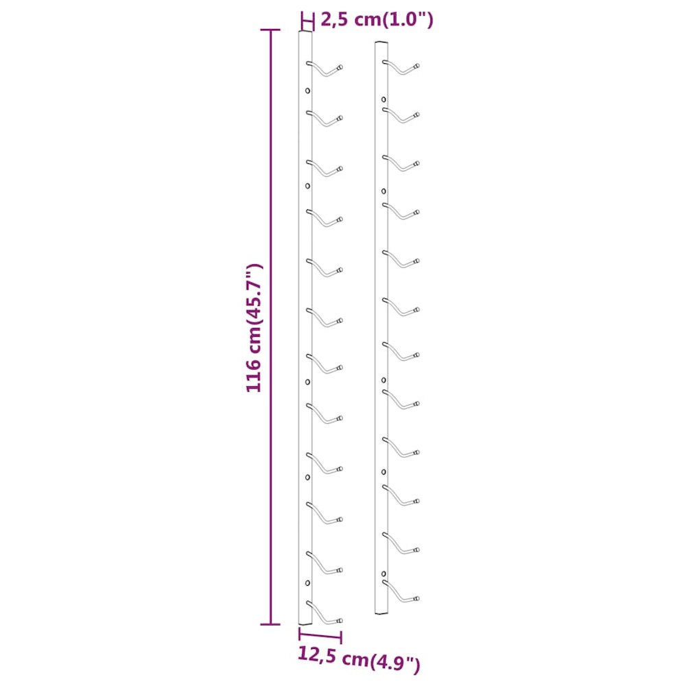 Wall Mounted Wine Rack for 12 Bottles White Iron - vidaXL
