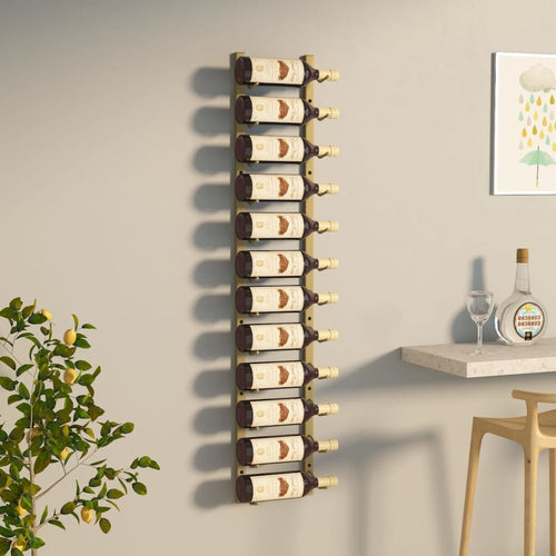 Wall Mounted Wine Rack for 12 Bottles Gold Iron - vidaXL