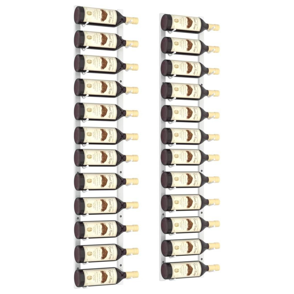 Wall Mounted Wine Rack for 12 Bottles 2 pcs White Iron - vidaXL