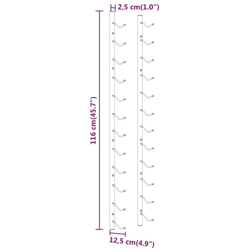 Wall Mounted Wine Rack for 12 Bottles 2 pcs White Iron - vidaXL
