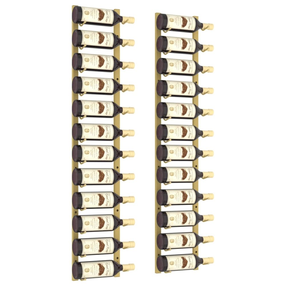 Wall Mounted Wine Rack for 12 Bottles 2 pcs Gold Iron - vidaXL