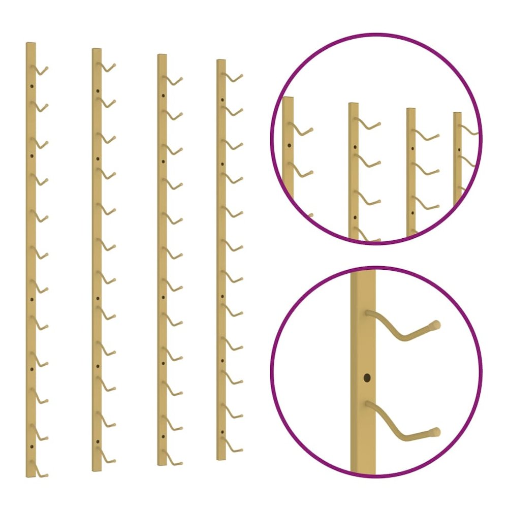 Wall Mounted Wine Rack for 12 Bottles 2 pcs Gold Iron - vidaXL