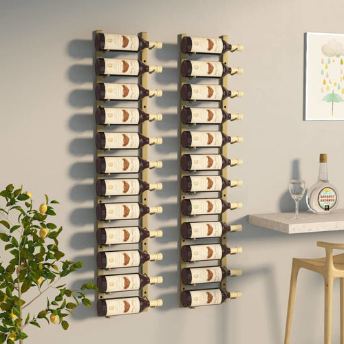 Wall Mounted Wine Rack for 12 Bottles 2 pcs Gold Iron - vidaXL