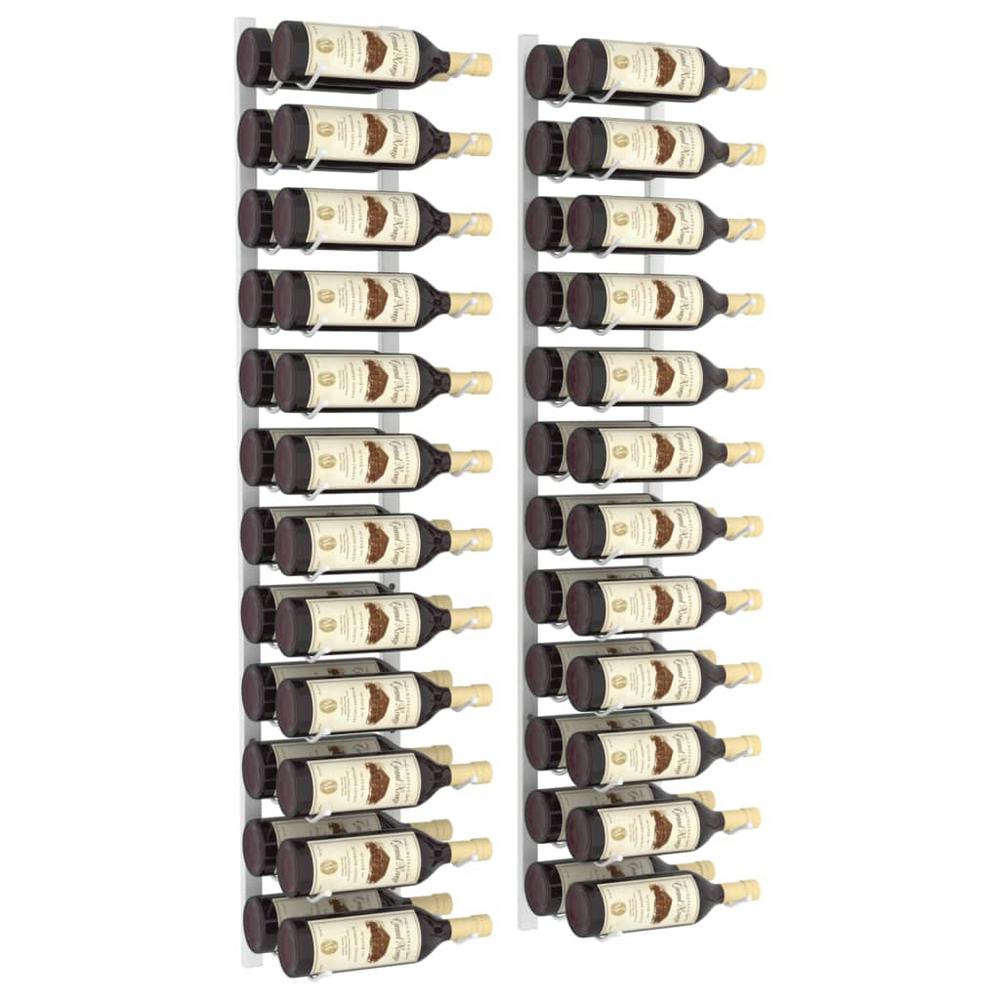Wall Mounted Wine Rack for 24 Bottles 2 pcs White Iron - vidaXL