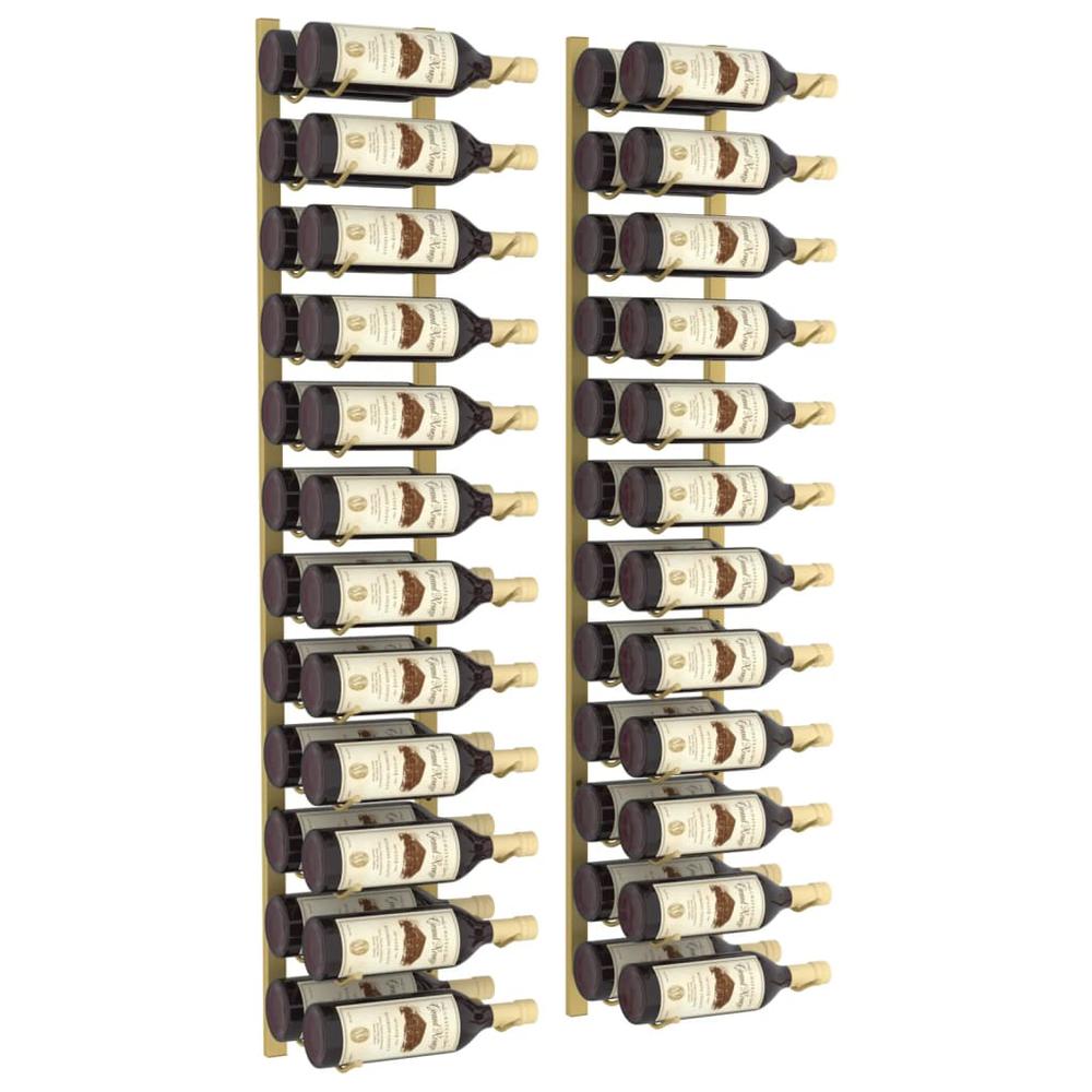 Wall Mounted Wine Rack for 24 Bottles 2 pcs Gold Iron - vidaXL