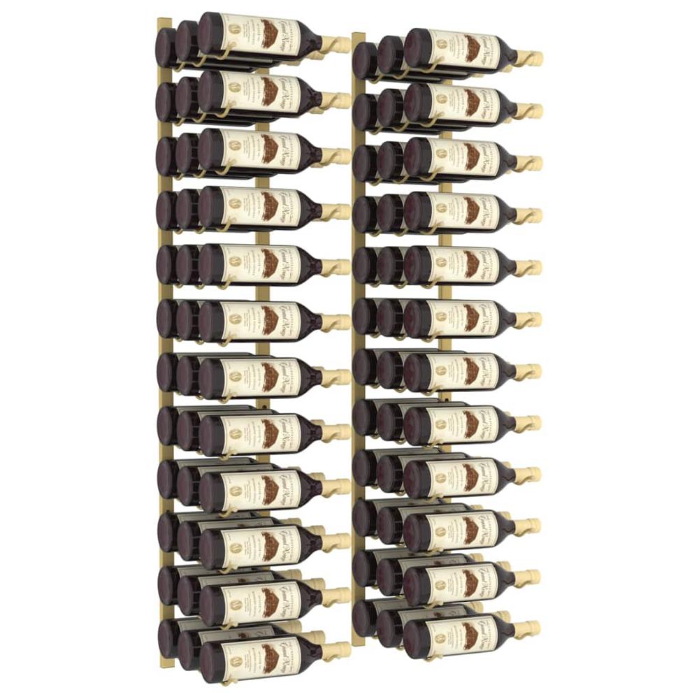 Wall Mounted Wine Rack for 36 Bottles 2 pcs Gold Iron - vidaXL