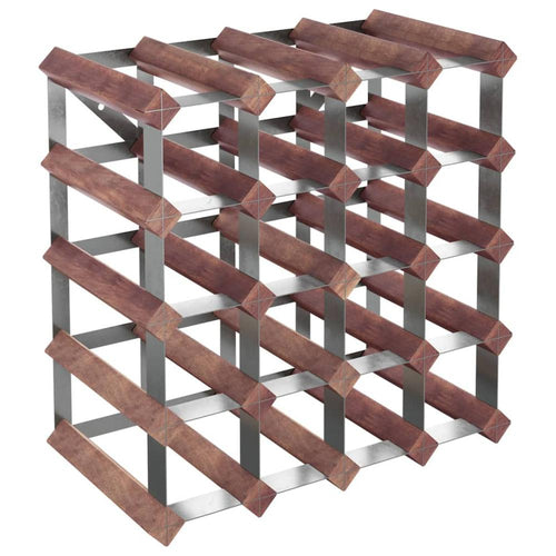Wine Rack for 20 Bottles Brown Solid Wood Pine - vidaXL