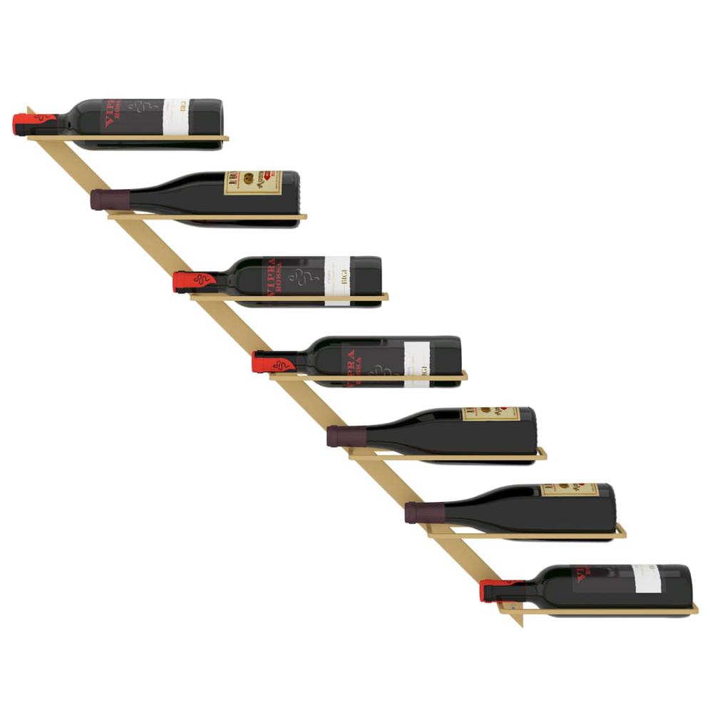 Wall-mounted Wine Rack for 7 Bottles Gold Metal - vidaXL