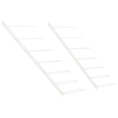Wall-mounted Wine Rack for 7 Bottles 2 pcs White Metal - vidaXL