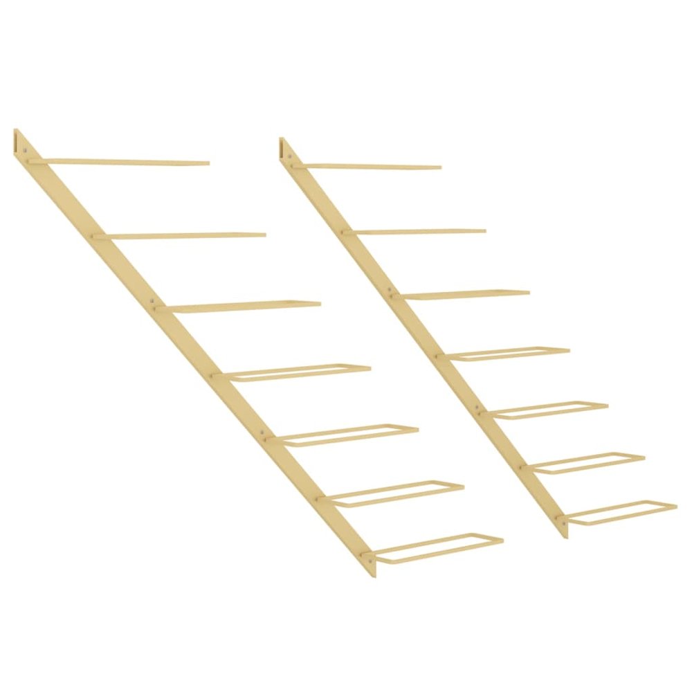 Wall-mounted Wine Rack for 7 Bottles 2 pcs Gold Metal - vidaXL