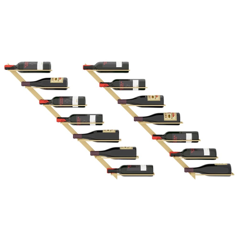 Wall-mounted Wine Rack for 7 Bottles 2 pcs Gold Metal - vidaXL