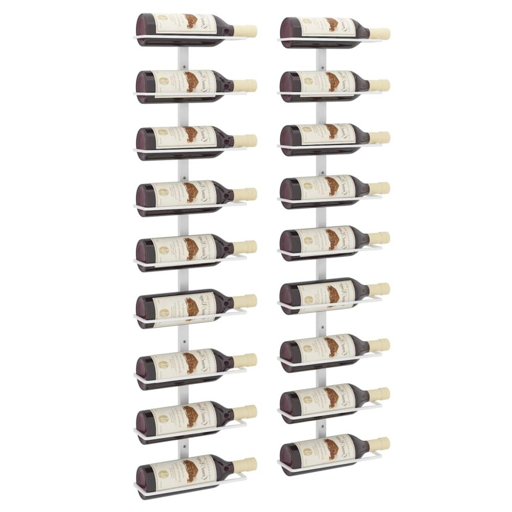 Wall-mounted Wine Rack for 9 Bottles 2 pcs White Iron - vidaXL