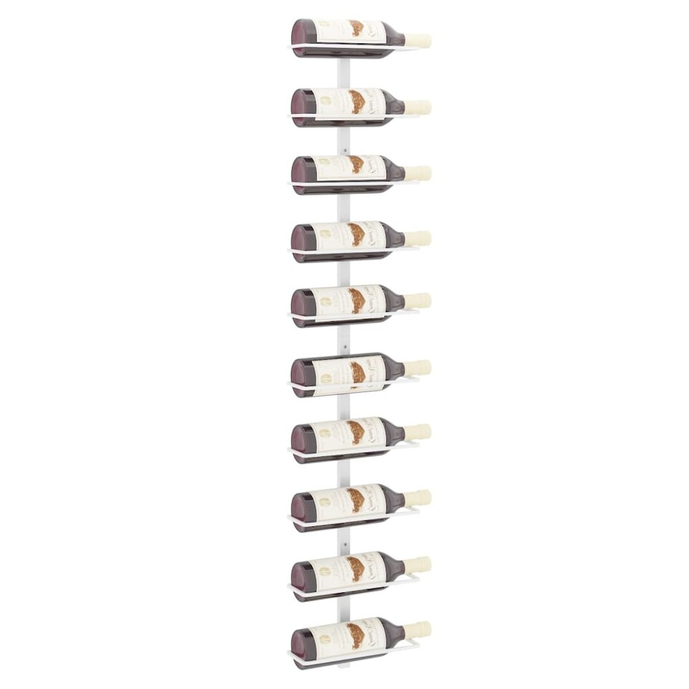 Wall-mounted Wine Rack for 10 Bottles White Metal - vidaXL