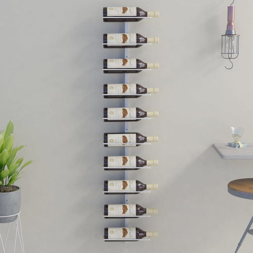 Wall-mounted Wine Rack for 10 Bottles White Metal - vidaXL