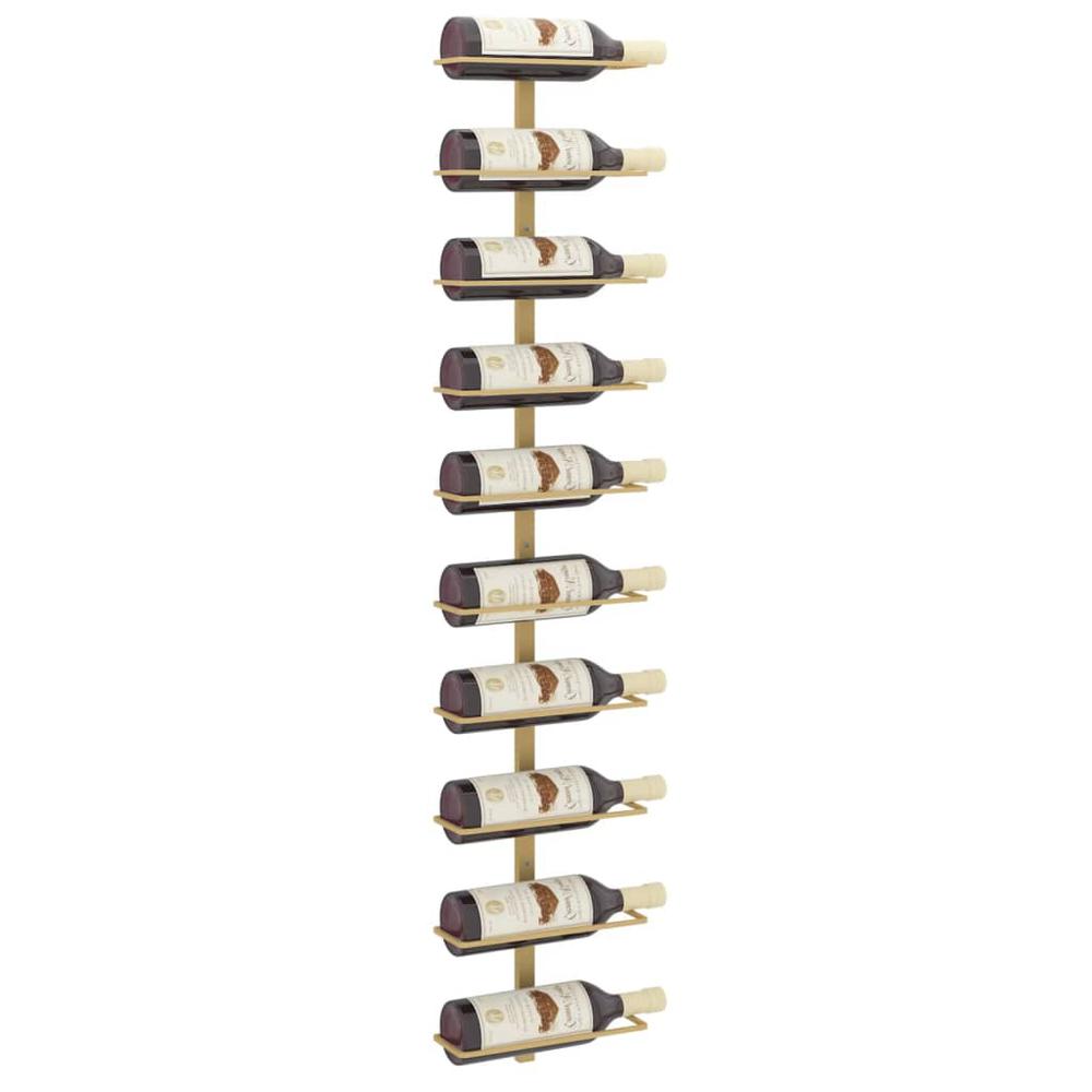 Wall-mounted Wine Rack for 10 Bottles Gold Metal - vidaXL