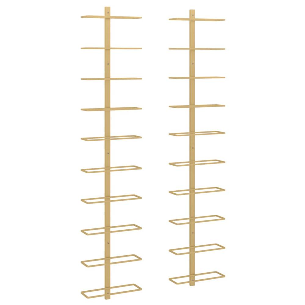 Wall-mounted Wine Rack for 10 Bottles 2 pcs Gold Metal - vidaXL