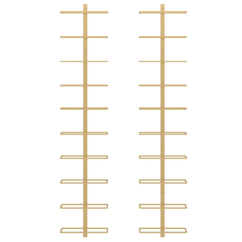 Wall-mounted Wine Rack for 10 Bottles 2 pcs Gold Metal - vidaXL