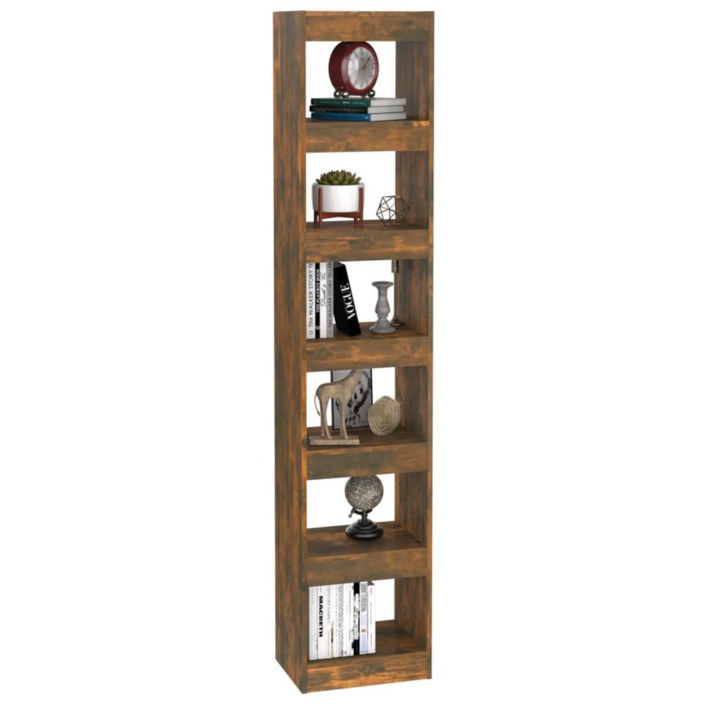 vidaXL Book Cabinet/Room Divider Smoked Oak 15.7''x11.8''x78''