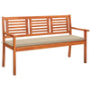 vidaXL 3-Seater Patio Bench with Cushion 59.1'' Solid Eucalyptus Wood, 3060999