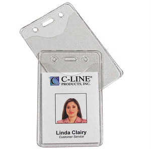 Heavy Duty Badge Holders, Vinyl, Vertical, 2 3/8 x 3 3/8, 100/BX - C-Line