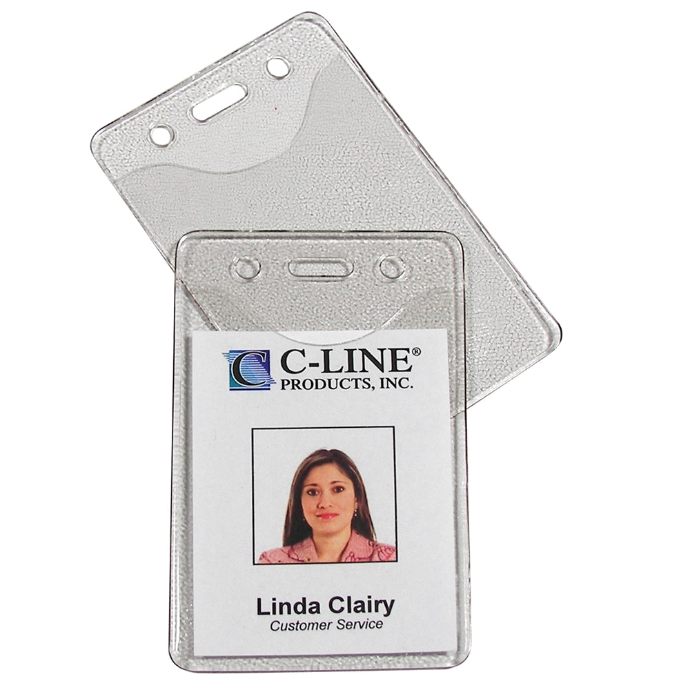 Heavy Duty Badge Holders, Vinyl, Vertical, 2 3/8 x 3 3/8, 100/BX - C-Line