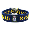 Minnesota Twins Bracelet Team Color Baseball Mini and Paul Mascot Navy Leather Yellow Thread CO - Gamewear