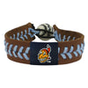 Cleveland Indians Bracelet Team Color Baseball Chief Wahoo Brown Leather Blue Thread CO - Gamewear
