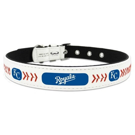 Kansas City Royals Pet Collar Classic Baseball Leather Size Medium -