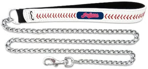 Cleveland Indians Pet Leash Leather Chain Baseball Size Large - GAMEWEAR
