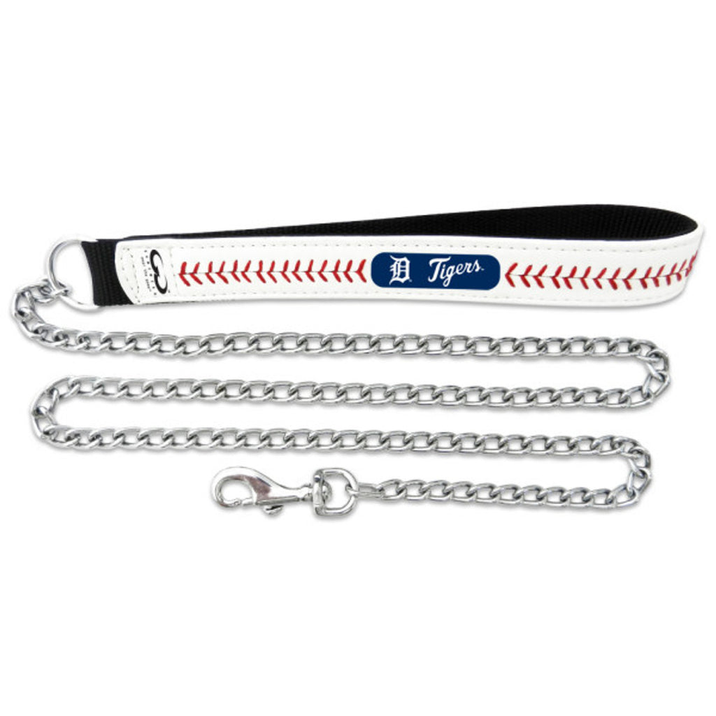 Detroit Tigers Pet Leash Leather Chain Baseball Size Medium - GAMEWEAR