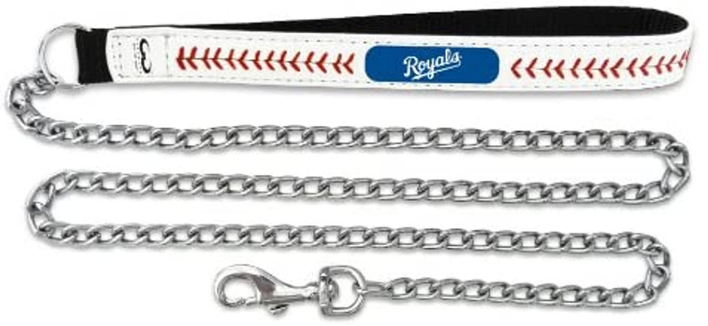 Kansas City Royals Pet Leash Leather Chain Baseball Size Medium - Gamewear