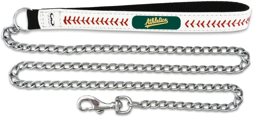 Oakland Athletics Pet Leash Leather Chain Baseball Size Medium - Gamewear