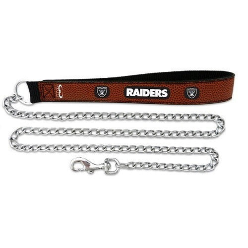 Las Vegas Raiders Pet Leash Leather Chain Football Size Large CO - GAMEWEAR