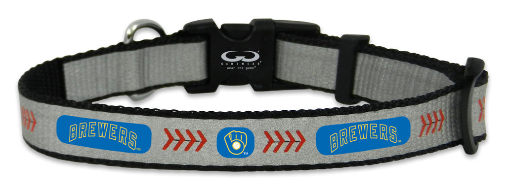 Milwaukee Brewers Pet Collar Reflective Baseball Size Small Retro Logo CO - Gamewear