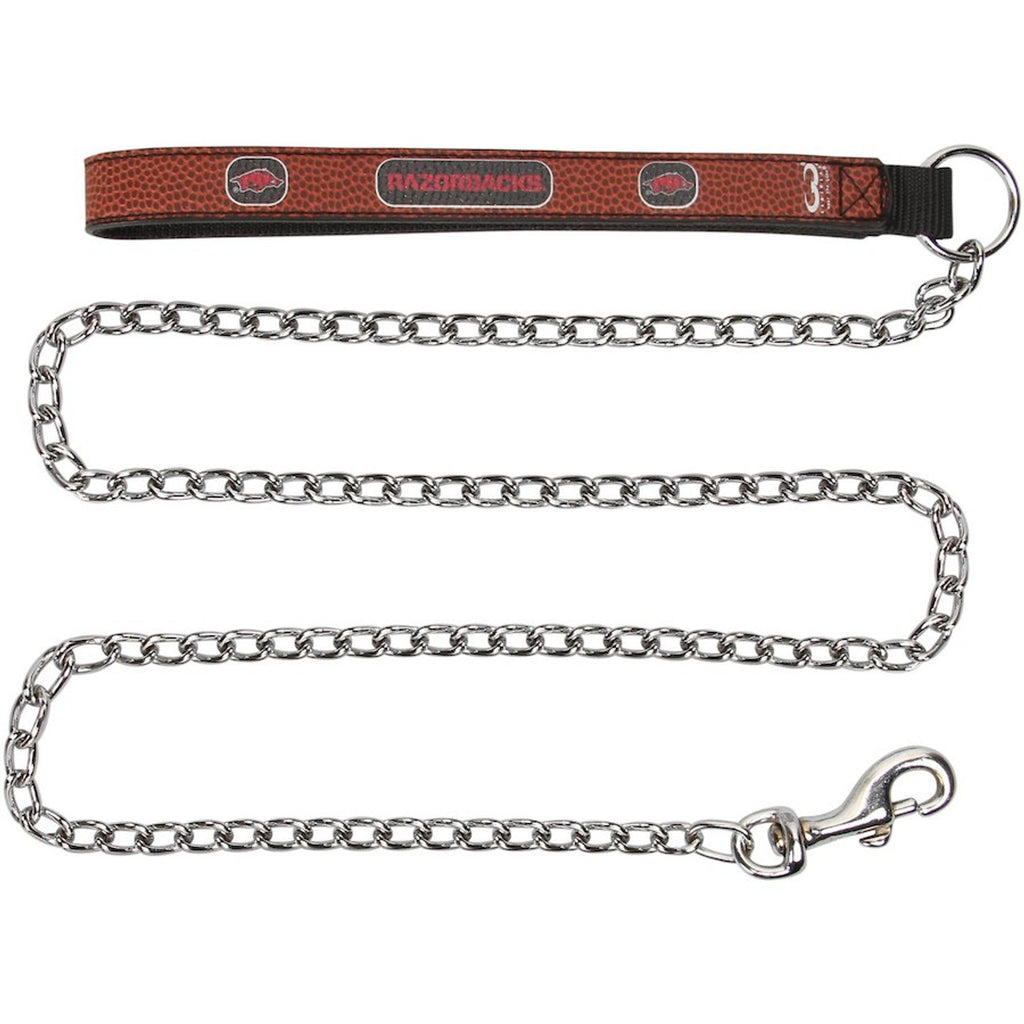 Arkansas Razorbacks Pet Leash Leather Chain Football Size Large - Gamewear