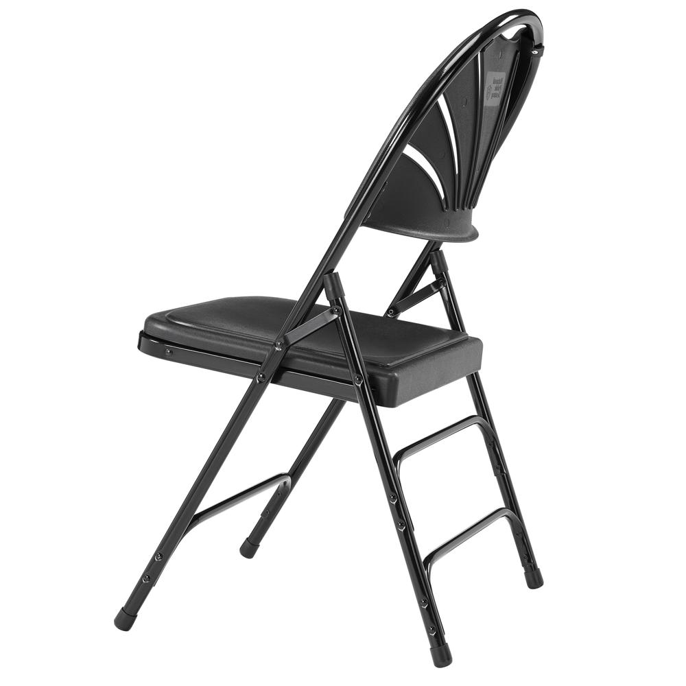 NPS® 1100 Series Deluxe Fan Back With Triple Brace Double Hinge Folding Chair, Black (Pack of 4) - National Public Seating