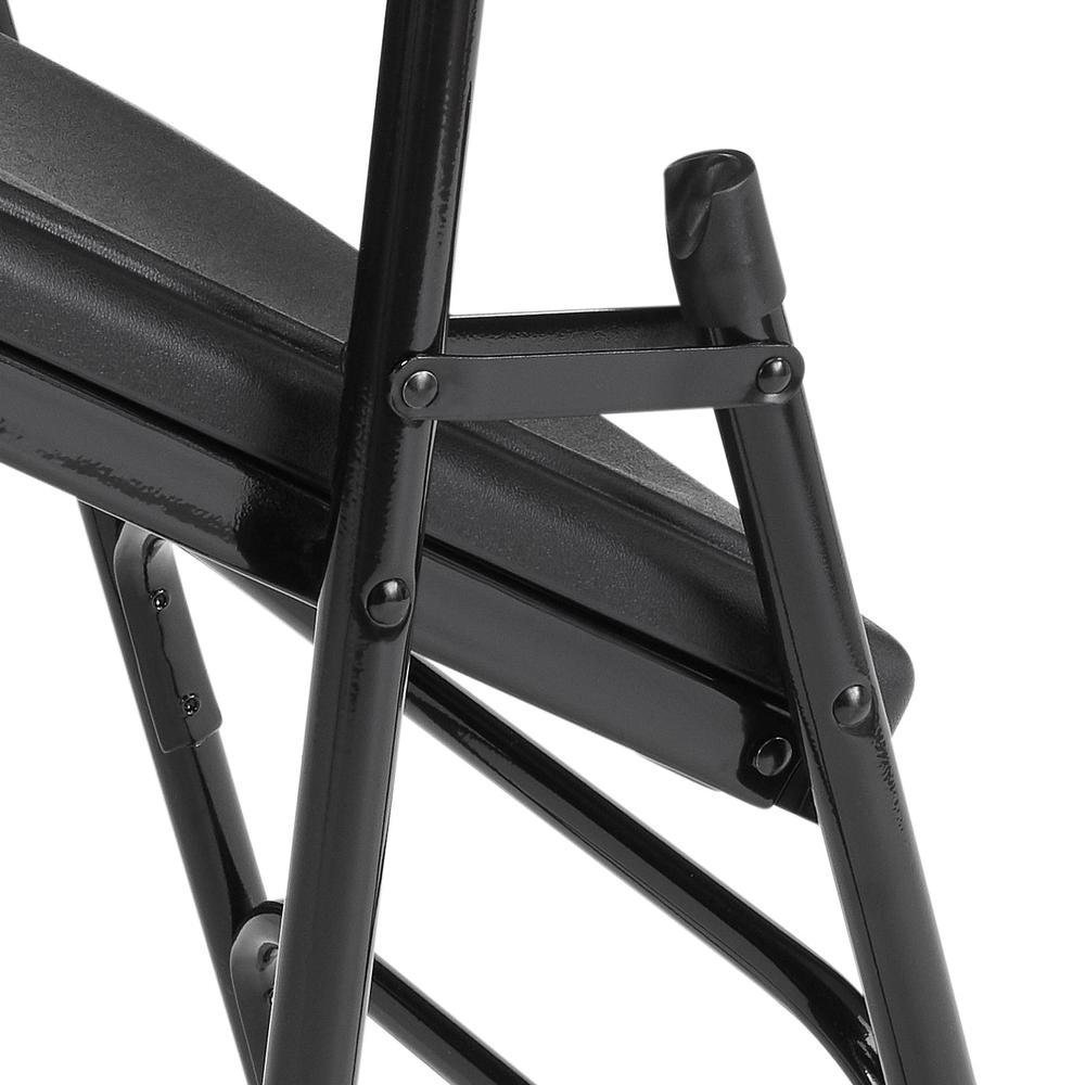 NPS® 1100 Series Deluxe Fan Back With Triple Brace Double Hinge Folding Chair, Black (Pack of 4) - National Public Seating