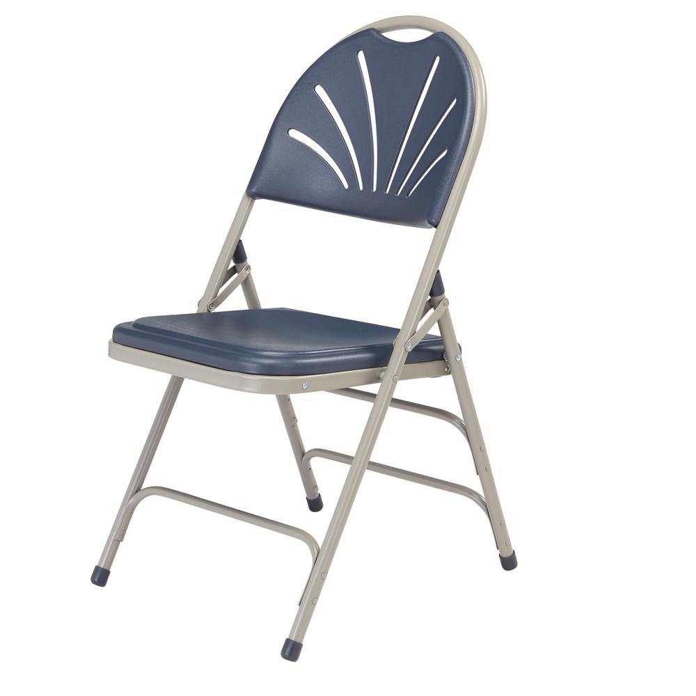 NPS® 1100 Series Deluxe Fan Back With Triple Brace Double Hinge Folding Chair, Dark Blue (Pack of 4) - National Public Seating