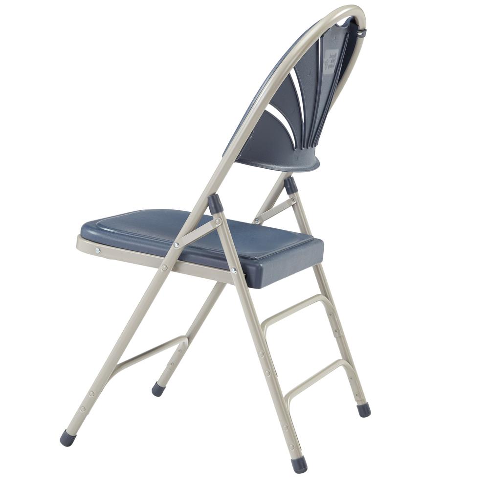 NPS® 1100 Series Deluxe Fan Back With Triple Brace Double Hinge Folding Chair, Dark Blue (Pack of 4) - National Public Seating