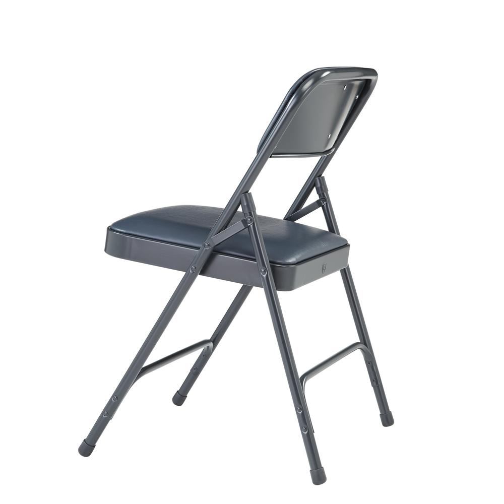 NPS® 1200 Series Premium Vinyl Upholstered Double Hinge Folding Chair, Dark Midnight Blue (Pack of 4) - National Public Seating