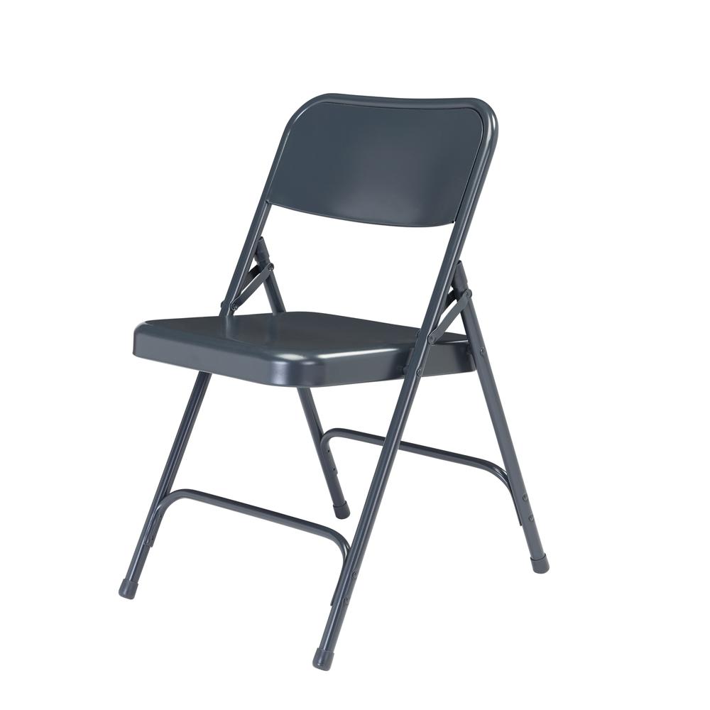 NPS® 200 Series Premium All-Steel Double Hinge Folding Chair, Char-Blue (Pack of 4) - National Public Seating