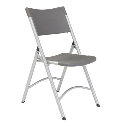 NPS® 600 Series Heavy Duty Plastic Folding Chair, Charcoal Slate (Pack of 4) - National Public Seating