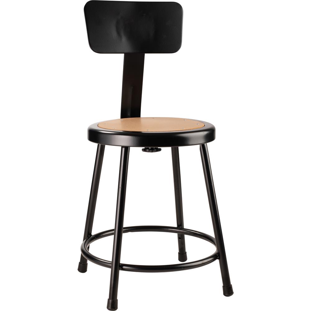 NPS® 18''Heavy Duty Steel Stool With Backrest, Black - National Public Seating