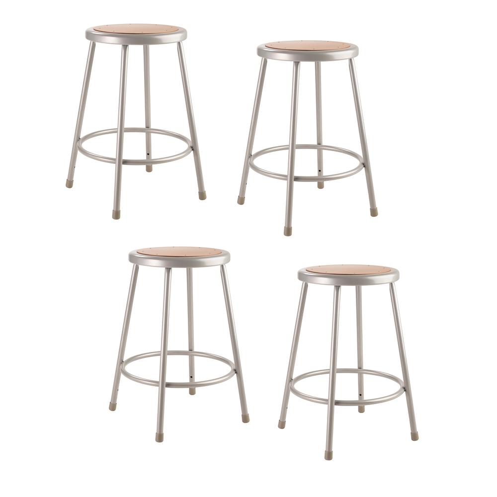 NPS® 24'' Heavy Duty Steel Stool, Grey - National Public Seating
