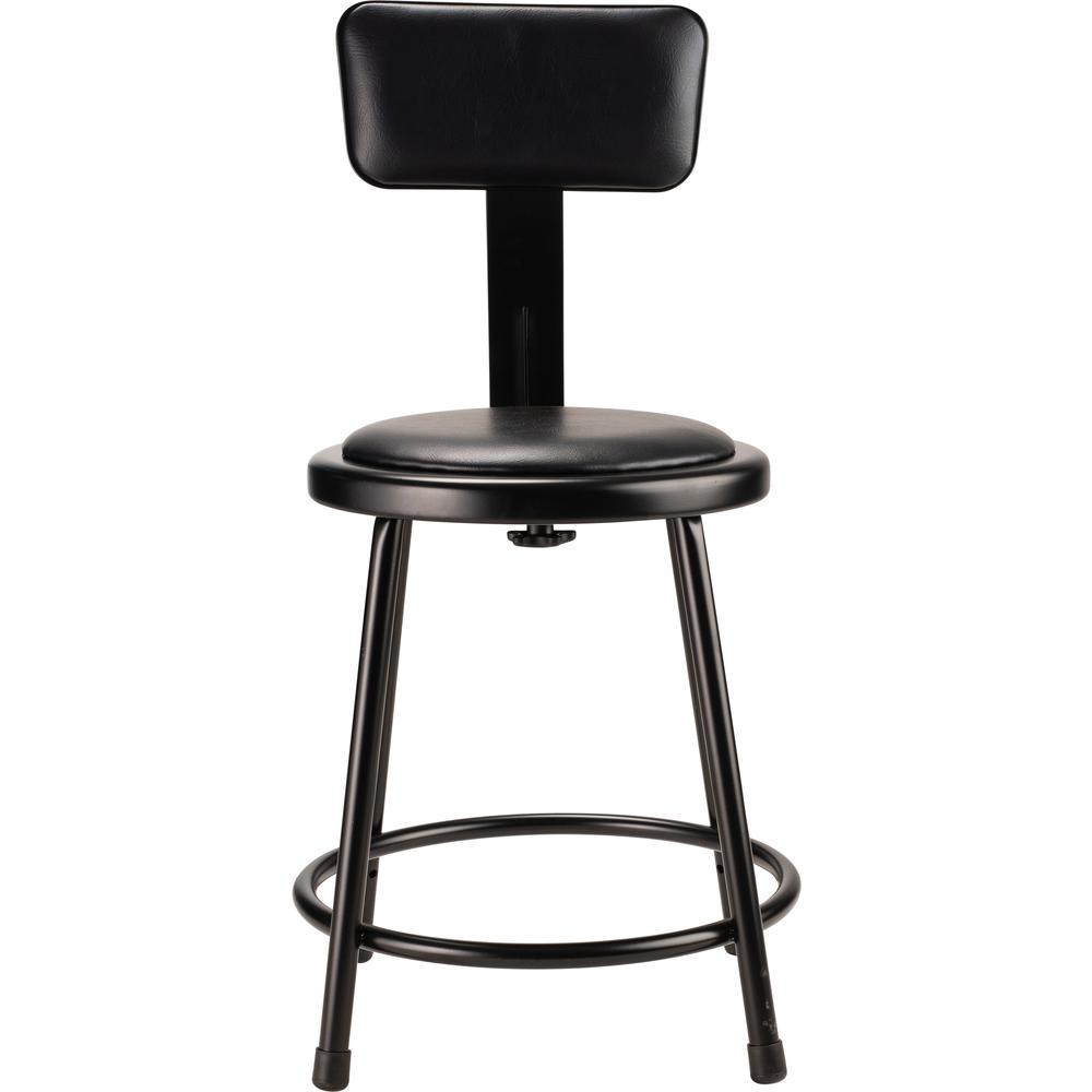 NPS® 18''Heavy Duty Vinyl Padded Steel Stool With Backrest, Black - National Public Seating