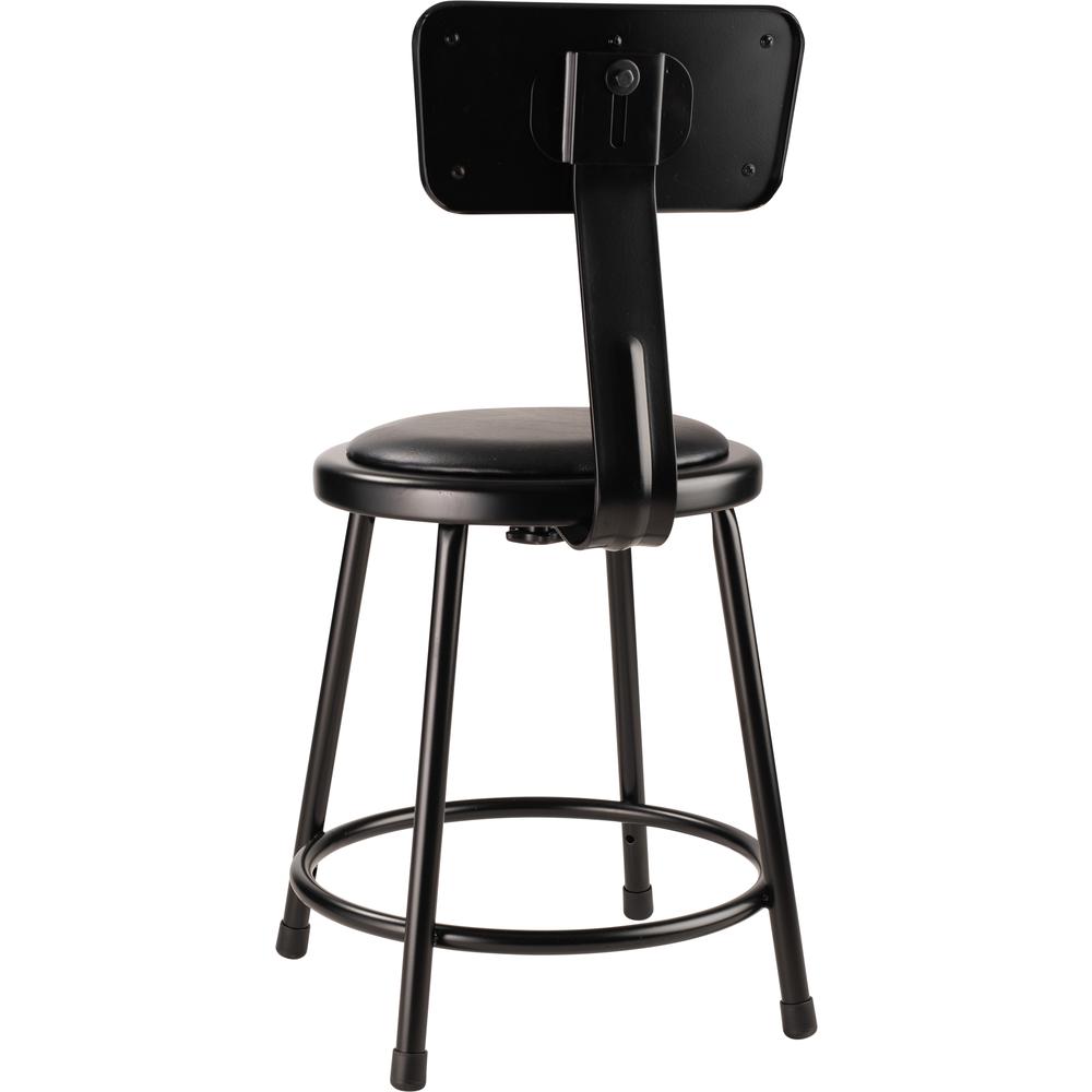 NPS® 18''Heavy Duty Vinyl Padded Steel Stool With Backrest, Black - National Public Seating