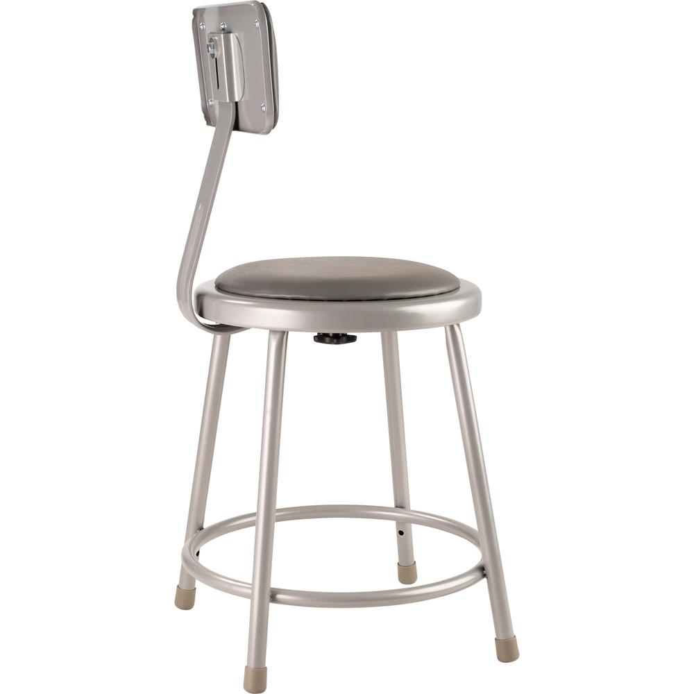 (5 Pack) NPS® 18''Heavy Duty Vinyl Padded Steel Stool With Backrest, Grey - National Public Seating